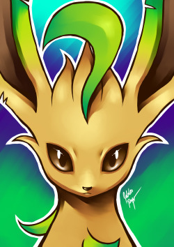 goldhedgehog:  Leafeon &amp; Glaceon from 4th gen. Artwork by Jeremy ‘GOLDHEDGEHOG’ de los Reyes Please do not rip, edit or redistribute without permission. 