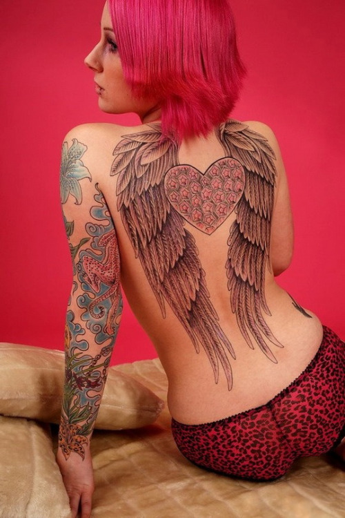Black angel wings tattoo designs