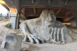 sixpenceee:  The Fremont Troll in Seattle Washington. This public art sculpture is located under the north end of the George Washington Memorial Bridge on North 36th Street at Troll Avenue.