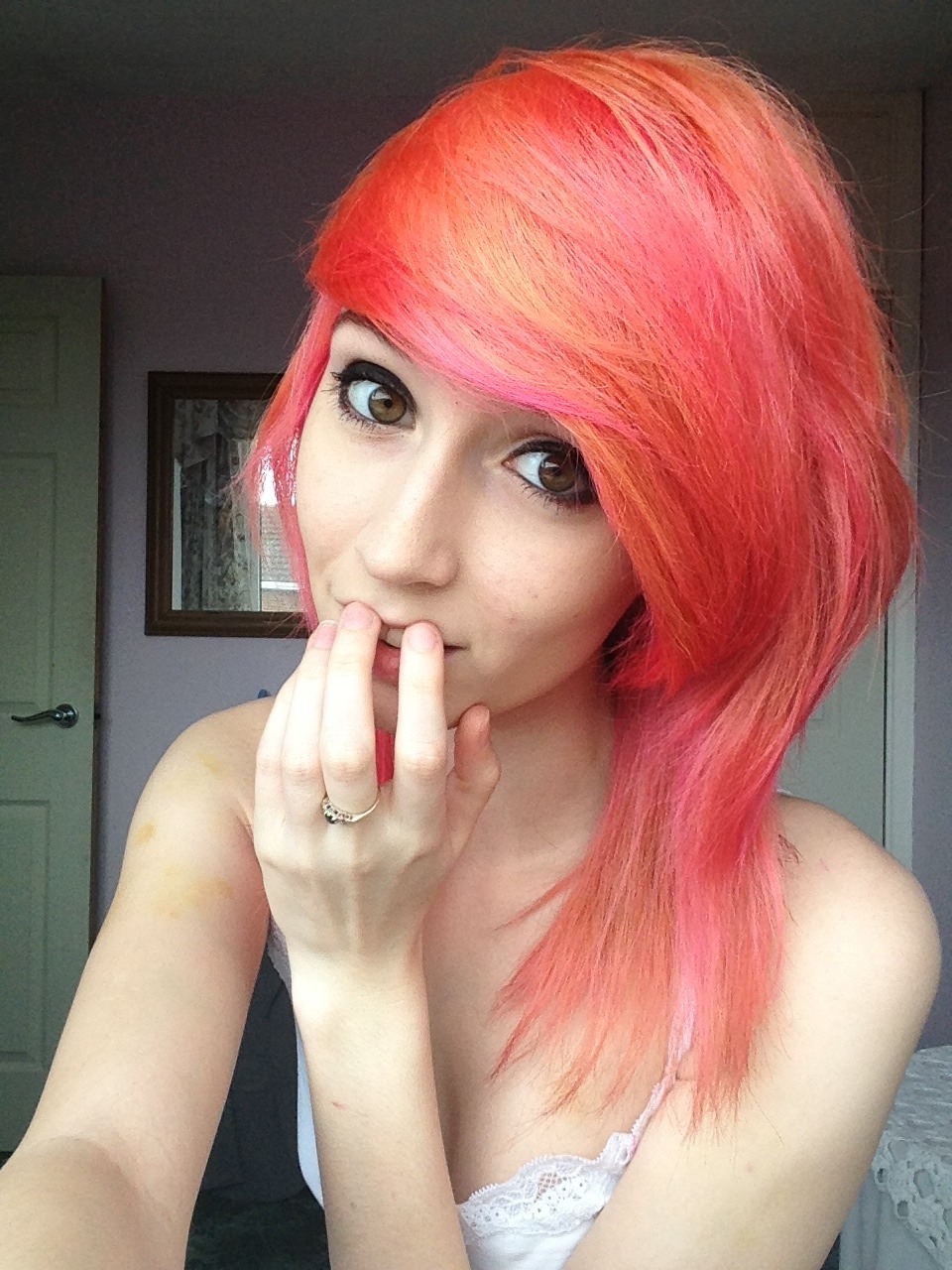 Cute teen with dyed hair