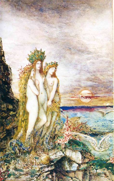 the-evil-clergyman:  The Sirens by Gustave Moreau (1872)