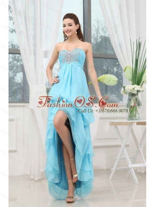 Blue high low prom dresses