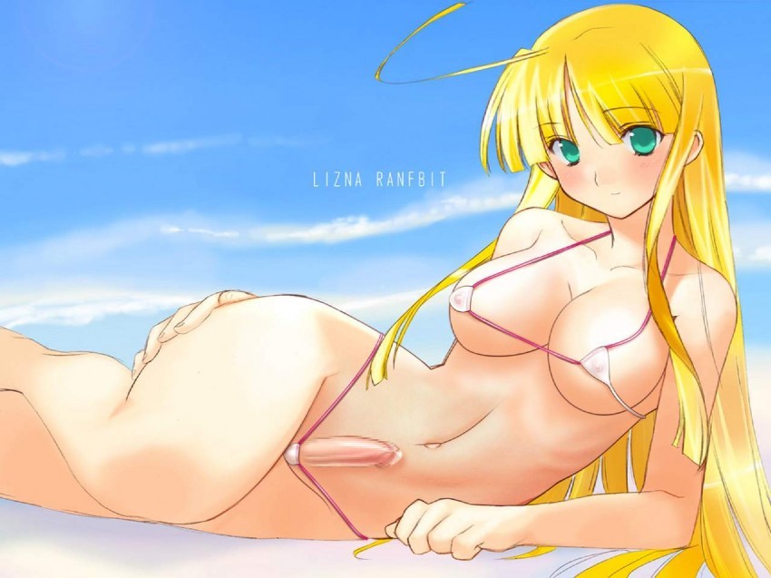Swimsuit anime girl with blonde hair