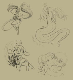 dd-danimarion:  Found a pencil brush and did a very small sketchdump~Yellow Naga (first and second pic) is owned by http://neo-edo-exican.tumblr.com/