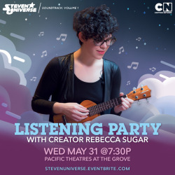 cartoonnetwork:  Join @rebeccasugar in LA for a soundtrack listening party! 🎼💿There will be discussion, a Q&amp;A, and few surprises along the way! RSVP here: http://bit.ly/2qhoZRy