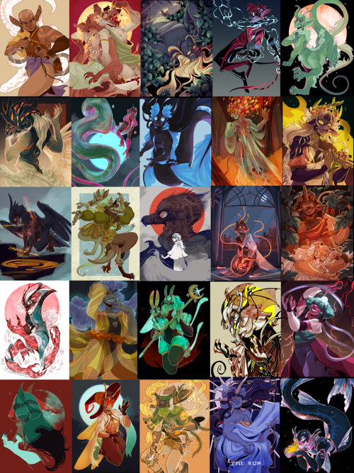 snejkha:  Put together some of my full on illustrations featuring monsters/monster people from this year../(excluding commissions, fanart and character designs/) its fun to see the colours I need to use more…/  