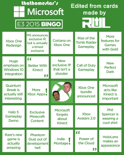 maniacal-artifice-module:  thathomestar:  bobplaysvidyagames:  thathomestar:  My E3 bingo cards are complete! I took the Microsoft, Sony, and Nintendo cards from Ready Up Live and modified them to my liking, then I made a template from them and made the
