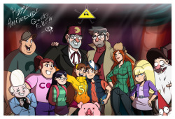 chillguydraws: chillguydraws:   5th Anniversary of Gravity Falls   Remembered Gravity Falls’ anniversary of it’s premiere on Disney Channel back in 2012. So of course I had to put something out to celebrate this momentous occasion literally started