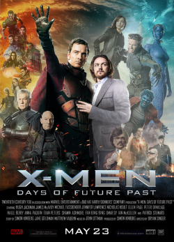 greencheesecake:  Somewhere mentioned that there should be a  X-Men: Days of Future Past poster with Erik and Charles in the positions of Thor and Jane in this poster from Thor: The Dark World. I tried. :P 