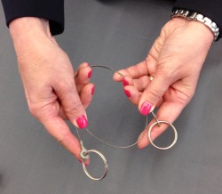coma-kidd:  Pictured on the left is a strangulation wire, otherwise known as garrote or pocket saw, which was confiscated at a Dulles Airport security checkpoint in May 2015. The wire was fashioned with key rings on each end. Its owner, who surrendered