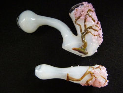 thesickestglass:  Matching Cherry Blossom Sherlock and Chillum Set by AntiMatterGlass