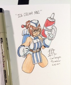 callmepo: Ink test #4 (I think)  Enter… the Ice Cream Mei!! (cue ice cream truck tune)  After @limeykat pointed out that a super soaker is not high-tech looking enough weapon for her I decided to create a new and more fitting summer skin for an ice-based