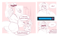 feistydelights: mr-pink-palooka:   A real rough goofy comic that I pumped out on a random spur of momentum.Pwink and ( @feistydelights‘) Monty are best frenemies and the little bugger found new ammunition for some teasing.   Monticello gets super bullied