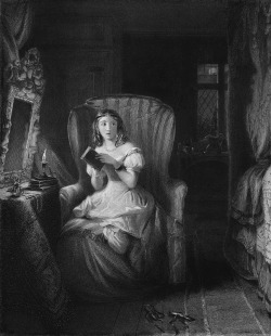 funeral-wreath: R. Graves, The Ghost Story; girl reading a ghost story, c. 1874. Source: British Library. 