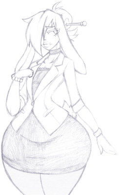 kentayuki:  Since I was showing off the current looks for other characters it would be unfair not to show off the current look for my secretary bunny. Morgan is still as wide as ever 