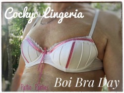 cockylingerie: It a new Boi Bra day and the fun starts now!.   Original pic from Pattie’s Pics. You can peek at more of Pattie’s Panties, Bras  and Sissy Dick  here   ~~  http://pattiespics.tumblr.com/ 