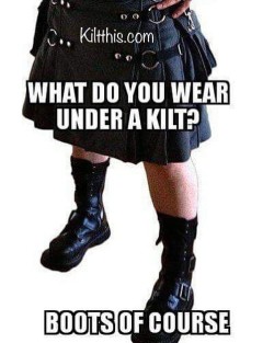 kilt-this:  #kilts #boots #fashion #freedom #nopants #questionsandanswers #kiltthisdotcom The answers may very but the focus us all the same…….😜 kiltthis.com (at Kilt This!)