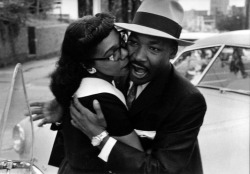 johngreenhateblog:  Coretta Scott King kisses her husband, Dr. Martin Luther King, Jr., on the cheek, 1958. 