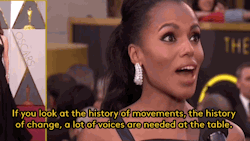 guyamarie:  zerosuit:  refinery29:  Kerry Washington shares her thoughts on how she believes she can best contribute to diversity in Hollywood. Gifs: The Oscars on ABC  I really love her answer   I love her so much  I love her