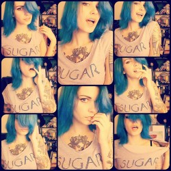ultima-suicide:  &ldquo;SUGAR&rdquo; It’s snowing outside and I can’t get out. #ultima #snowing #bluehair #inkedgirls #tattoos #sexy #suicidegirls #ultimasuicide #sugar 