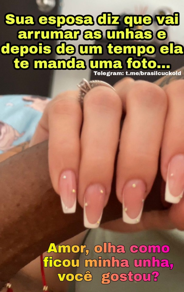 brasil-cuckold:Já imaginou a mãozinha delicada da sua rainha  acariciando o pau quente de outro macho?╭──────╯╰► ♠️  t.me/brasilcuckold 🌶 Haja cornitude 