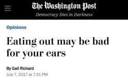 dark-haired-hamlet:Look, I know this oddly-worded Washington Post headline is really about millennials killing the restaurant industry with their loud speaking voices, but it reads like we’re about to have a major lesbian hearing loss epidemic. My mother