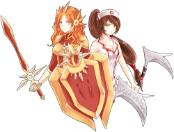 league-of-legends-sexy-girls:  Commission: Leona and Nurse Akali by urusai-baka 