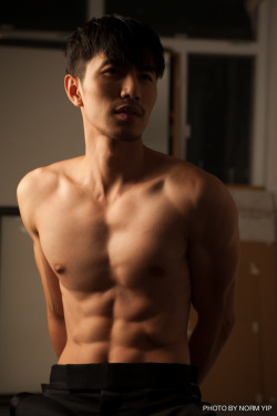 theasianmale:  This was shot as a test with male model Wilfred Wong. No black backdrop this time, but the studio environment as is. No retouching. Just as is.  