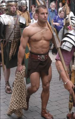 muscletits:His favorite cosplay is loincloth gladiator. He wears nothing underneath. He enjoys the crowd’s eyes on his naked bod. It gives him an erection.