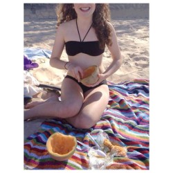 Enjoying a melon on the sand. #beach #feelslikesummer