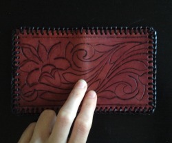I’m selling my handmade mahogany genuine leather small wallet. I stained it, laced it, and detailed it. It took me quite a few hours to finish. I want it to go to someone who will put it to good use. I’m asking ฮ with shipping included. If interested,