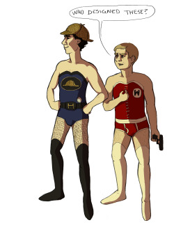 kirstendraws:  54/365 - Hat-Man &amp; Watson these are the sexiest superhero outfits you are ever gonna see 