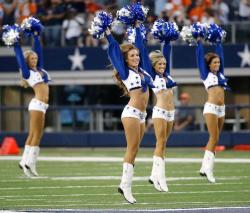 epicfemales:  Cowboys!  These women make shit money and nothing close to a living wage, and it’s legal. And it&rsquo;s not just them. It&rsquo;s all NFL cheerleaders. If you enjoy seeing them, tell Roger Goodell to remove his head from being so insanely