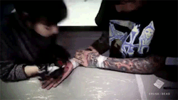 drunk-dead:  hand tattoos look violent ;A;
