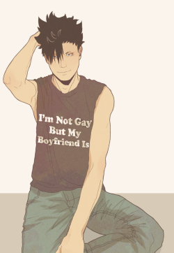 themightynyunyi:  I think Kuroo is that type of person who would wear it((tshirt is from here)) 