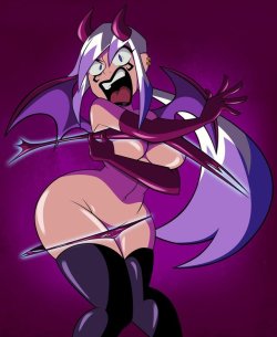 grimphantom2:  Halloween Commission: Haunted Magic by grimphantom  Hey guys! Halloween Commission done for my friend ryutuisen who asked for another Charmcaster pic, this time getting her outfit remove by something supernatural…..or the powers of a