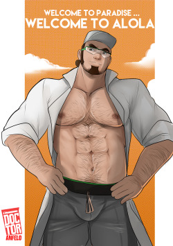 doctor-anfelo:   I know most of you were excited about the starters and the legendaries from Pokemon sun &amp; moon , but I was more excited about the new thick and shirtless professor Kukui ♥ [Patreon] [Facebook] 