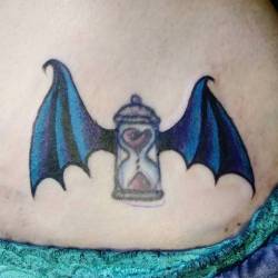 Added some wings to an existing tattoo on the client.   Thank youu.     #ink #tattoos #chelsea #boston  #ravenseyeink #tattoo #timeflies  #batwings  #wings #dragonwings  (at Raven&rsquo;s Eye Ink)