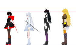 xekstrinavidad:  bonpyro:  Team RWBY actual Height chart. In response to kyrin’s post. (there’s no way this show can have height inconsistencies with their software, hooray for 3d! It’s only the characters with their shoes bound to confuse every