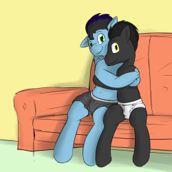Night Fury and Star Streak doing a little colt cuddling on the couch. Stream Request