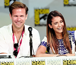 gilliesjdaniel:  Matt Davis and Nina Dobrev on The Vampire Diaries Panel at San Diego Comic-Con 2014. 