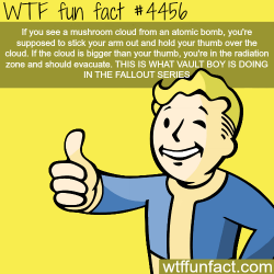 wtf-fun-factss:  Why Vault boy is holding his thumb out in fall the fallout series -   WTF fun facts