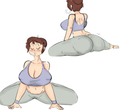 honeyboyy:  I got an idea ;y quick doodle of some sort of yoga mom I need to draw stretching more and yoga pants ;c