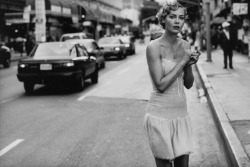 yet-another-universe:  Connie Nielsen Lost in traffic?  © Peter Lindbergh