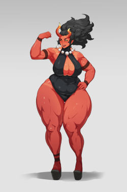 jujunaught:  A patron Request for oni girl, so i made one OC, which i’ll name “Debru” because i sucks at naming.Introducing, Debru, onimom for your pleasure, stronk, dank and all around good fuckbag!  Consider Supporting me on  PATREON to be able