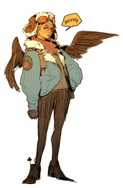 milkclover:  long time no oc art o/ this is gideon (thank you to kyunglu on twitter for helping me name him!!) and i made him like last week he is a crow boy who delivers mail up in the north 