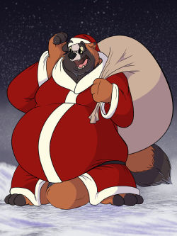 drakoburr:  Tanuki Edua is here and ready for the holidays so come on over for some presents.  and you’d better have plenty of milk and cookies! really happy with how this lil gem came out. sketched it last night and did the inks and coloring today.