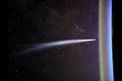 Incoming (Comet Lovejoy approaching the Earth’s stratosphere; photographed by Dan Burbank, Commander, International Space Station)