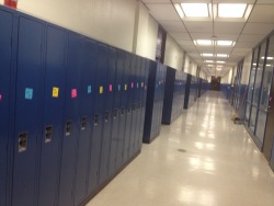 paytertots:  This weekend, two students in my school committed suicide.  A few upperclassmen got thousands of sticky notes and wrote nice sayings on them and put one on every single locker in the school in hopes of lifting everyone’s spirits and making