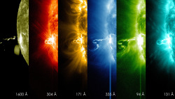 sixpenceee:    Flare Bursts From Sun On Feb. 24, 2014, the sun emitted a significant solar flare, peaking at 7:49 p.m. EST. NASA’s Solar Dynamics Observatory (SDO), which keeps a constant watch on the sun, captured images of the event. These SDO images